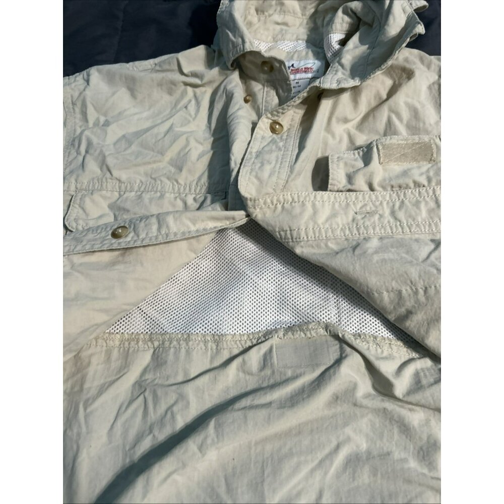 World Wide Sportsman Mens M Fishing Shirt Vented Tan Short Sleeve Button - Picture 5 of 6